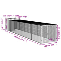 Pollaio con Area Corsa Antracite 110x609x110 cm Acciaio Zincato 3189090