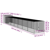 Pollaio con Area Corsa Antracite 110x813x110 cm Acciaio Zincato 3189091