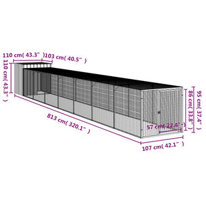 Pollaio con Area Corsa Antracite 110x813x110 cm Acciaio Zincato 3189091