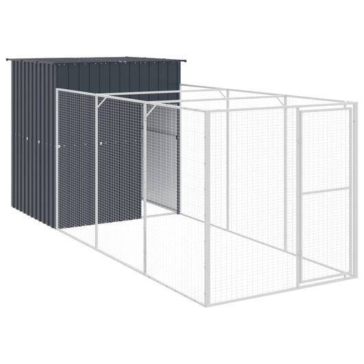 Casetta Cani con Corsa Antracite 165x455x181 cm Acciaio Zincato 3189099