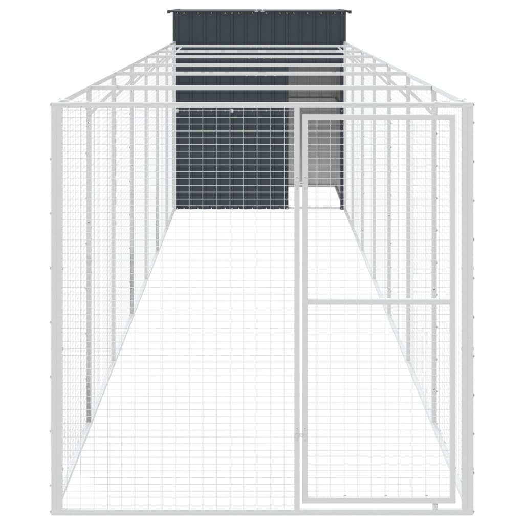 Casetta Cani con Corsa Antracite 165x863x181 cm Acciaio Zincato 3189101