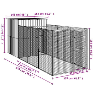 Casetta Cani Corsa Grigio Chiaro 165x455x181 cm Acciaio Zincato 3189104