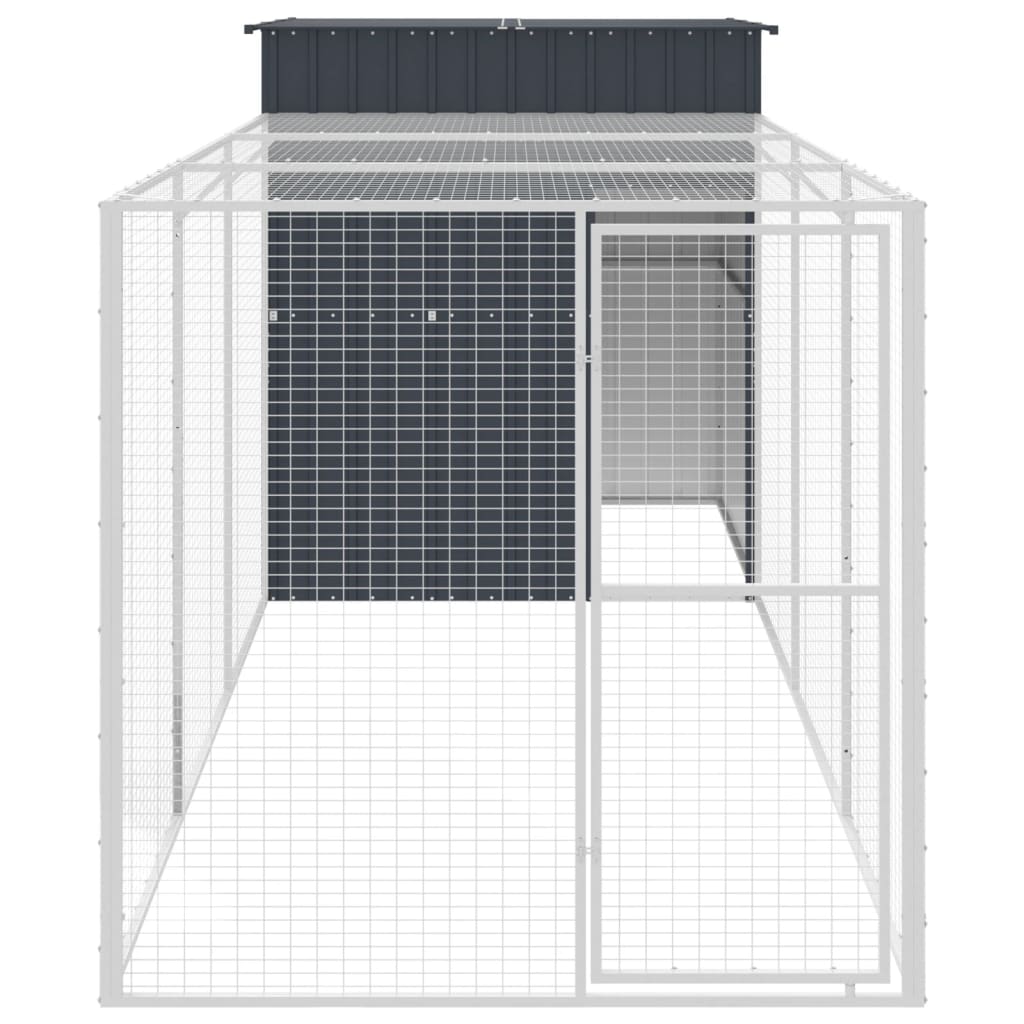 Pollaio con Area Corsa Antracite 165x455x181 cm Acciaio Zincato 3189109