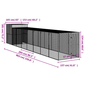 Pollaio con Area Corsa Antracite 165x863x181 cm Acciaio Zincato 3189111