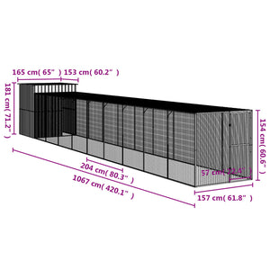 Pollaio con Area Corsa Antracite 165x1067x181cm Acciaio Zincato 3189112