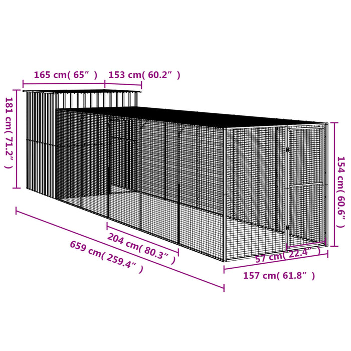 Pollaio Area Corsa Grigio Chiaro 165x659x181 cm Acciaio Zincato 3189115