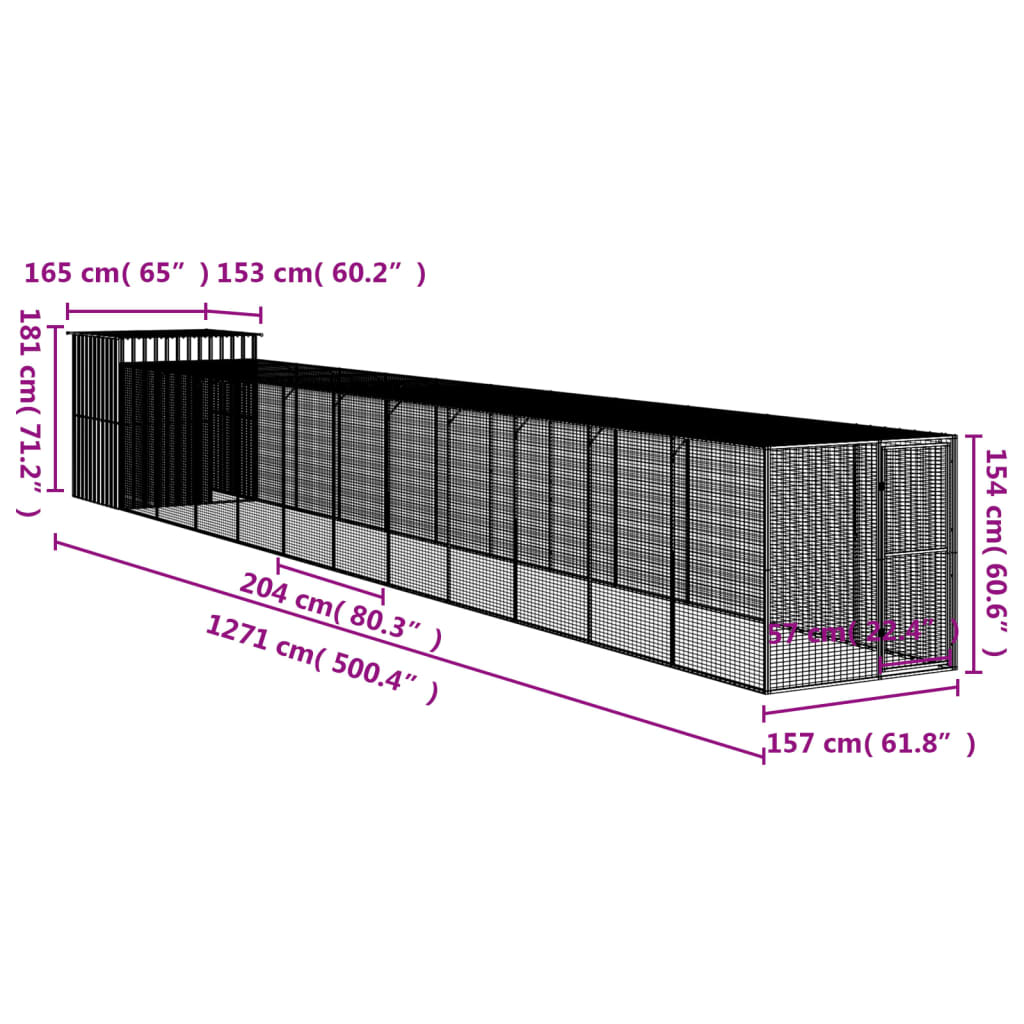 Pollaio Area Corsa Grigio Chiaro 165x1271x181cm Acciaio Zincato 3189118