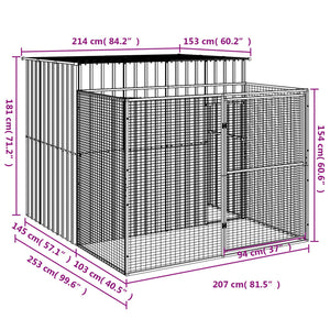 Casetta Cani con Corsa Antracite 214x253x181 cm Acciaio Zincato 3189119