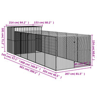 Casetta Cani con Corsa Antracite 214x661x181 cm Acciaio Zincato 3189121