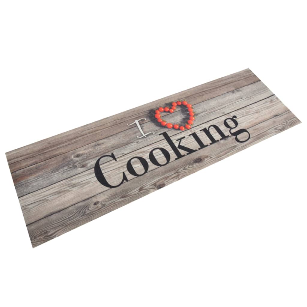 Tappeto da Cucina Lavabile Grigio Cucinare 60x180 cm Velluto 136547