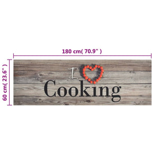 Tappeto da Cucina Lavabile Grigio Cucinare 60x180 cm Velluto 136547