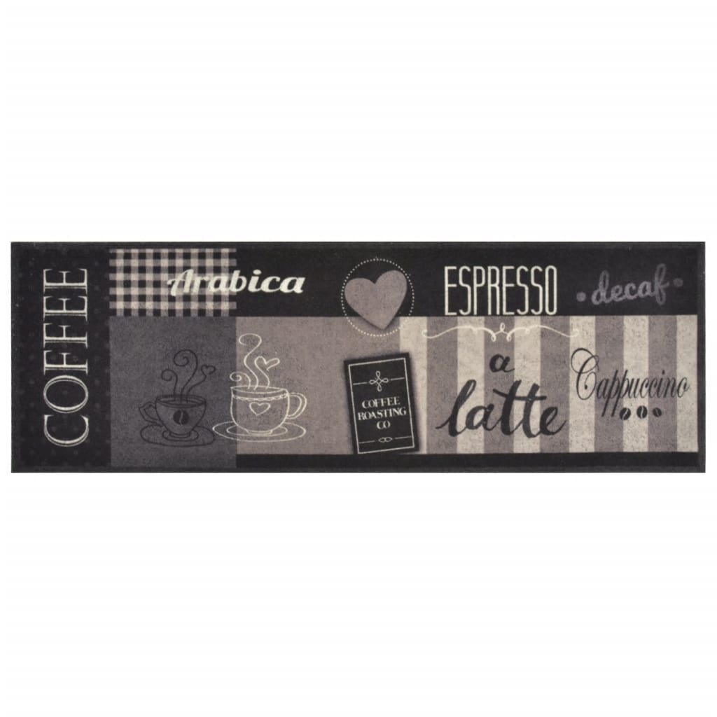 Tappeto da Cucina Lavabile Nero Caffè 60x180 cm Velluto 136556