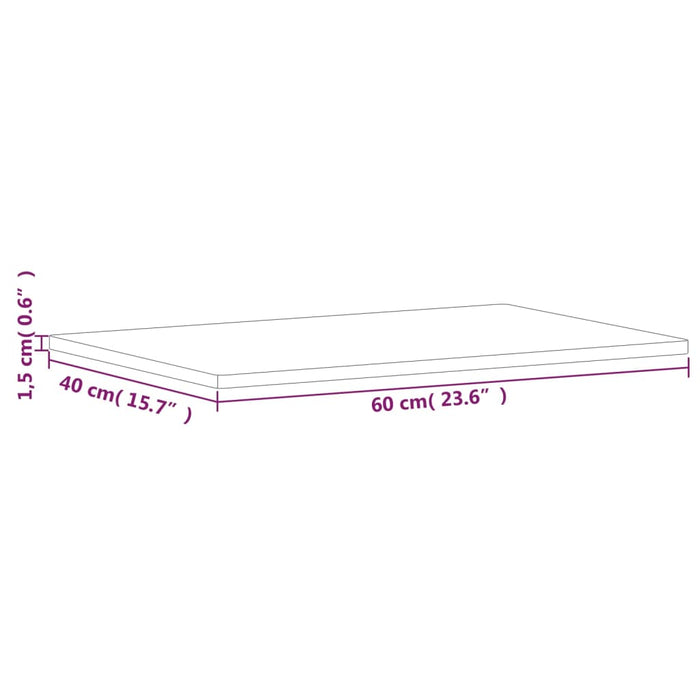 Piano Bagno 60x40x1,5 cm Legno Massello di Faggio 355999