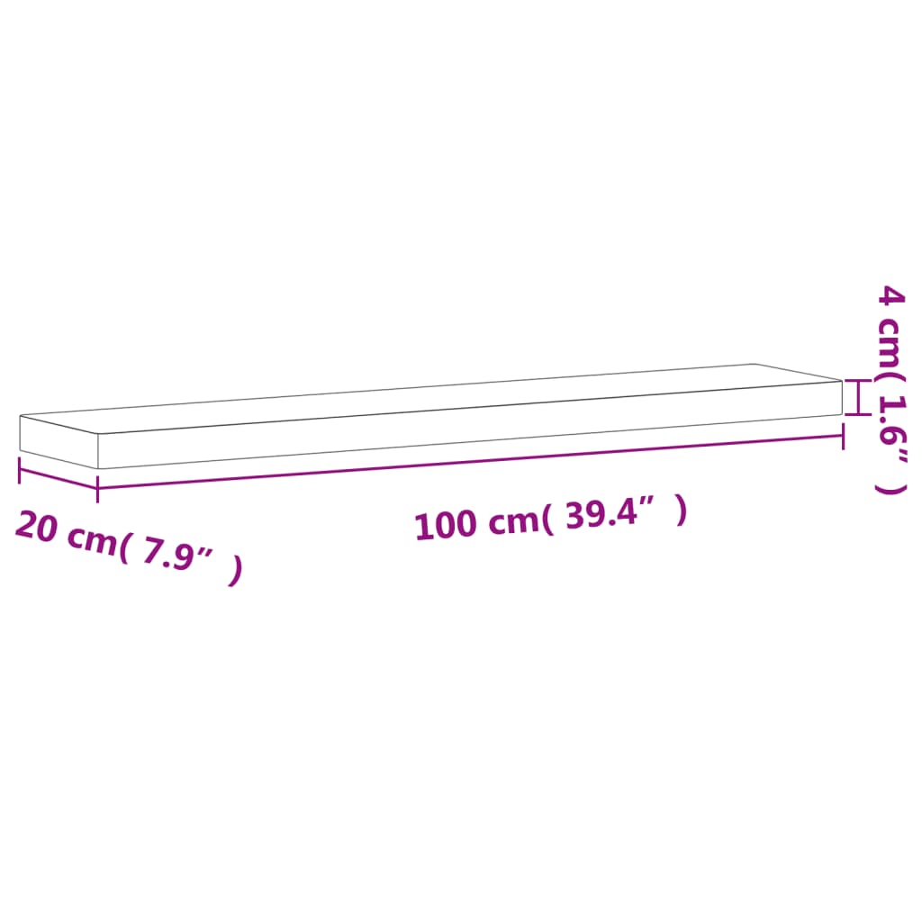 Mensola a Parete 100x20x4 cm in Legno Massello di Faggio 356020