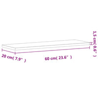 Mensola a Parete 60x20x1,5 cm in Legno Massello di Faggio 356022