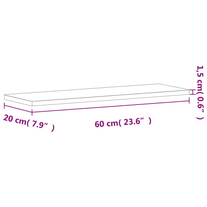 Mensola a Parete 60x20x1,5 cm in Legno Massello di Faggio 356022