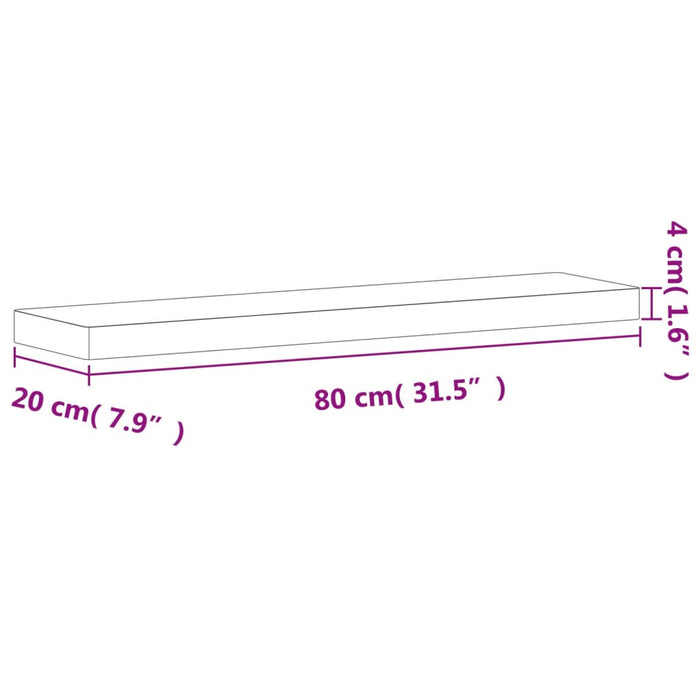 Mensola a Parete 80x20x4 cm in Legno Massello di Faggio 356031