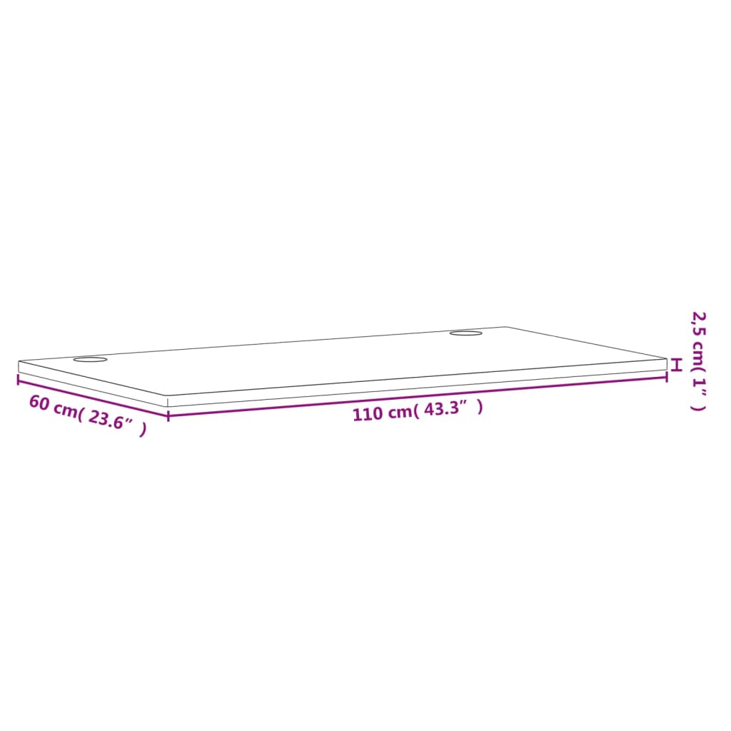 Piano Scrivania 110x60x2,5 cm in Legno Massello di Faggio 356072