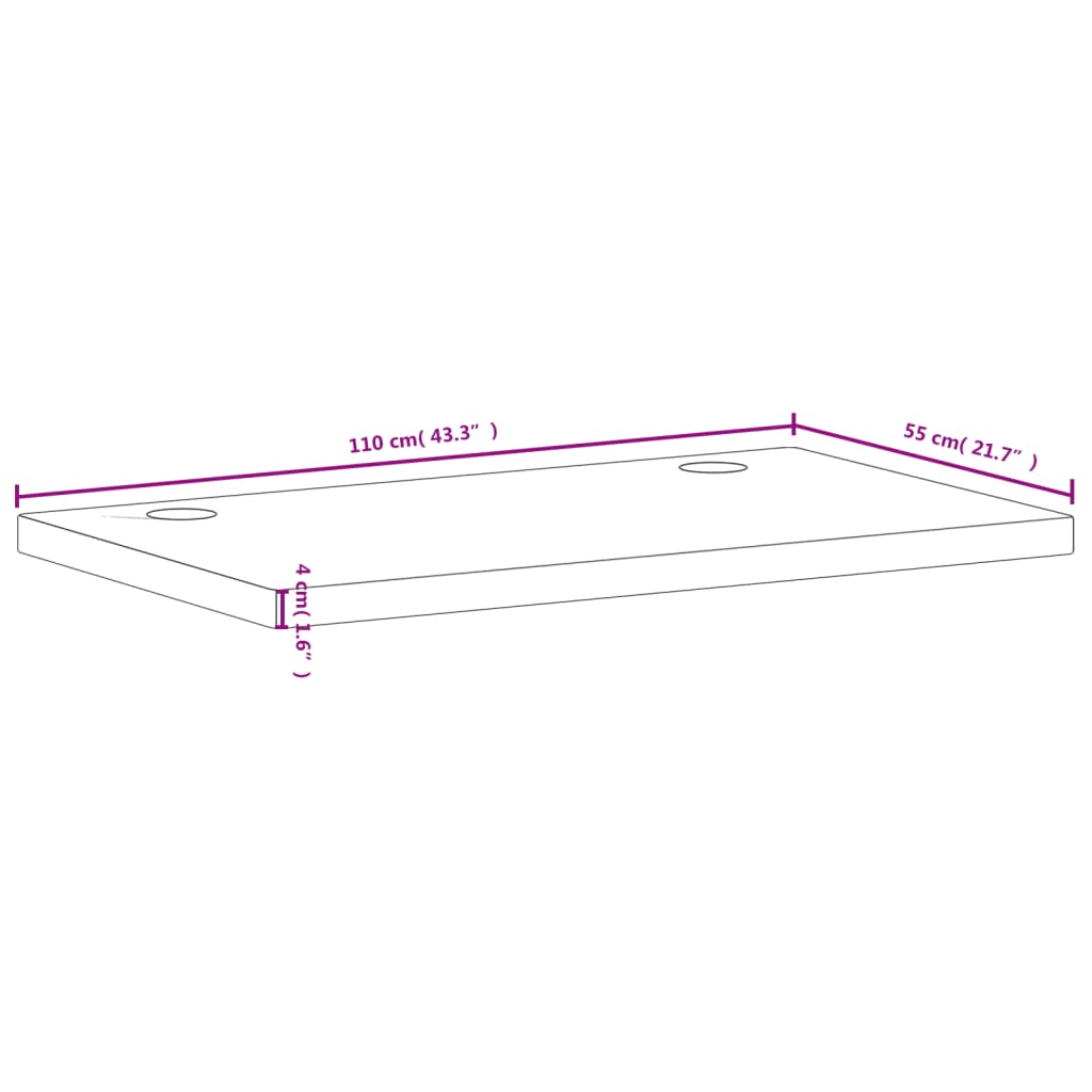 Piano Scrivania 110x55x4 cm in Legno Massello di Faggio 356075