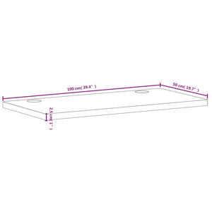 Piano Scrivania 100x50x2,5 cm in Legno Massello di Faggio 356084