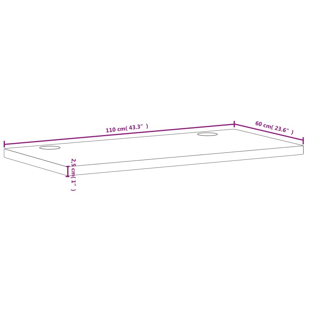 Piano Scrivania 110x60x2,5 cm in Legno Massello di Faggio 356087