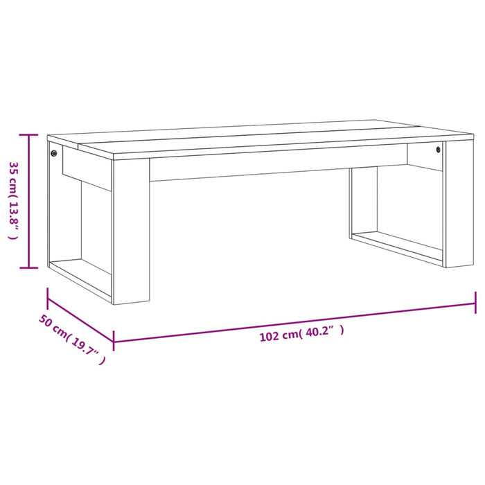 Tavolino da Salotto Nero 102x50x35 cm in Legno Multistrato 823359