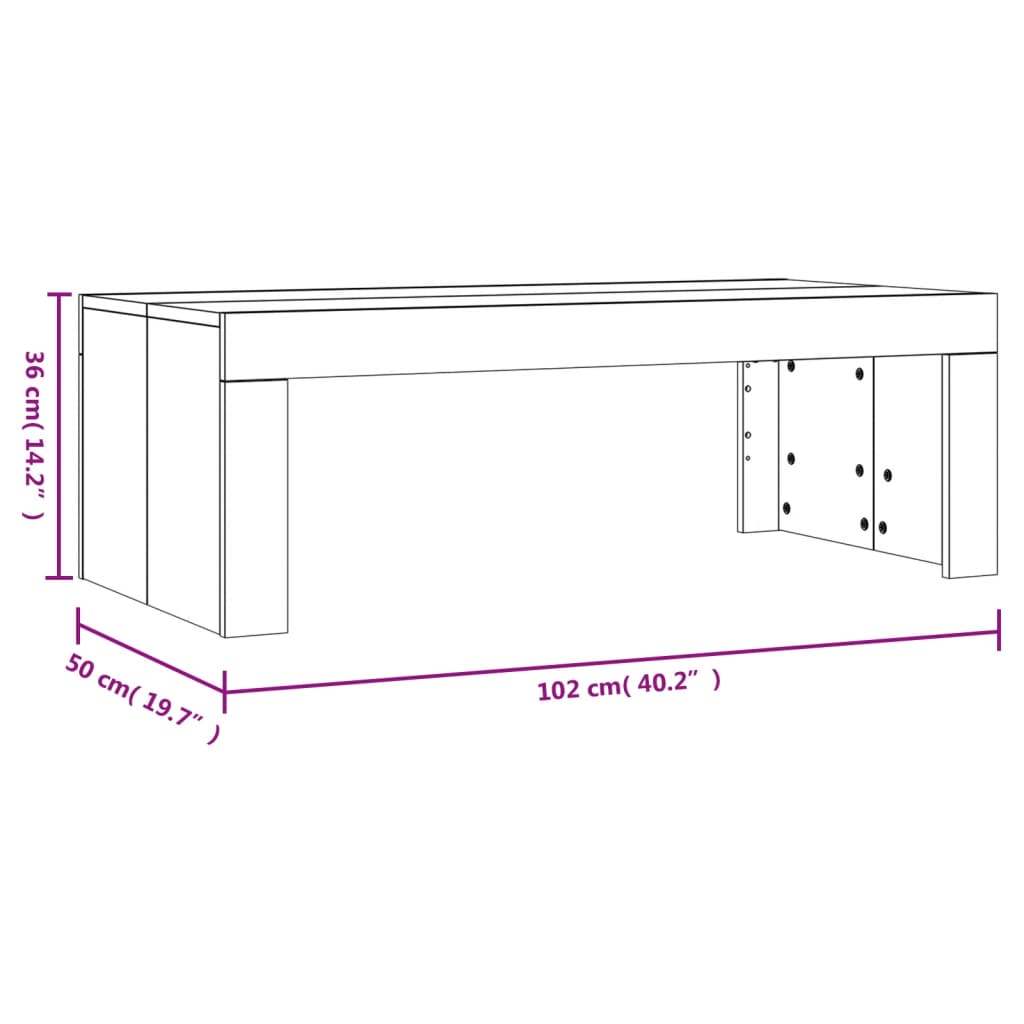 Tavolino da Salotto Bianco 102x50x36 cm in Legno Multistrato 823366