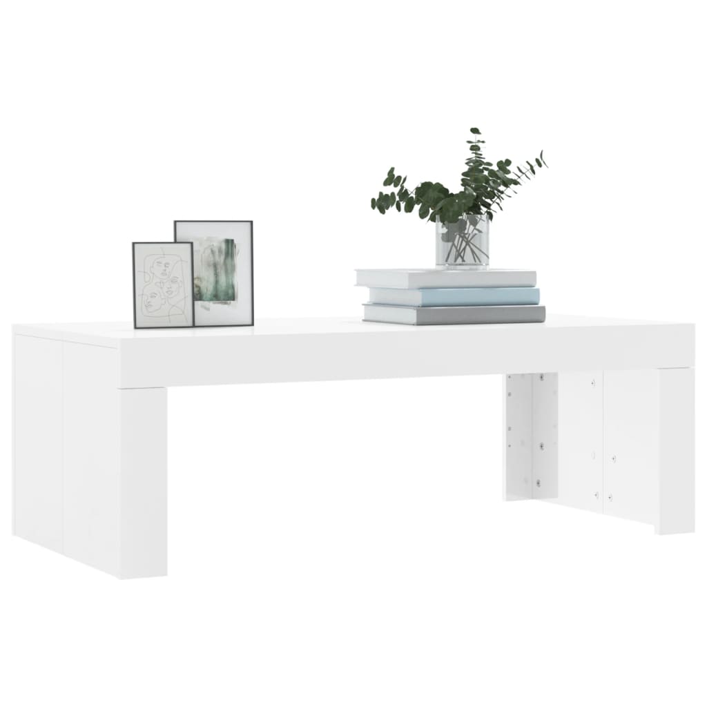 Tavolino da Salotto Bianco Lucido 102x50x36cm Legno Multistrato 823368