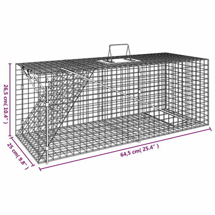 Trappola per Animali 64,5x25x26,5 cm in Ferro Zincato 154933