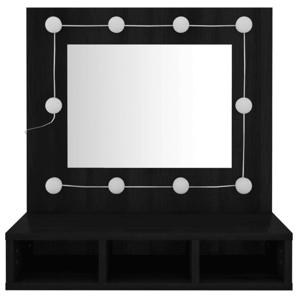 Mobile a Specchio con LED Nero 60x31,5x62 cm 833520