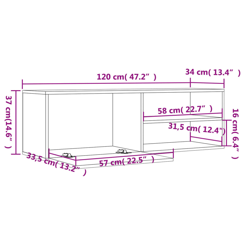 Mobile Porta TV Grigio Sonoma 120x34x37 cm in Legno Multistrato 833549