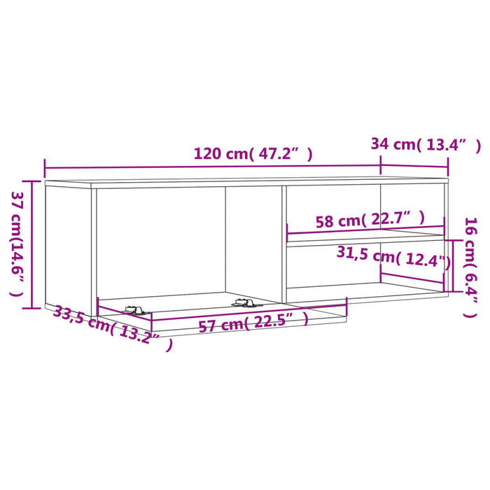 Mobile Porta TV Grigio Sonoma 120x34x37 cm in Legno Multistrato 833549