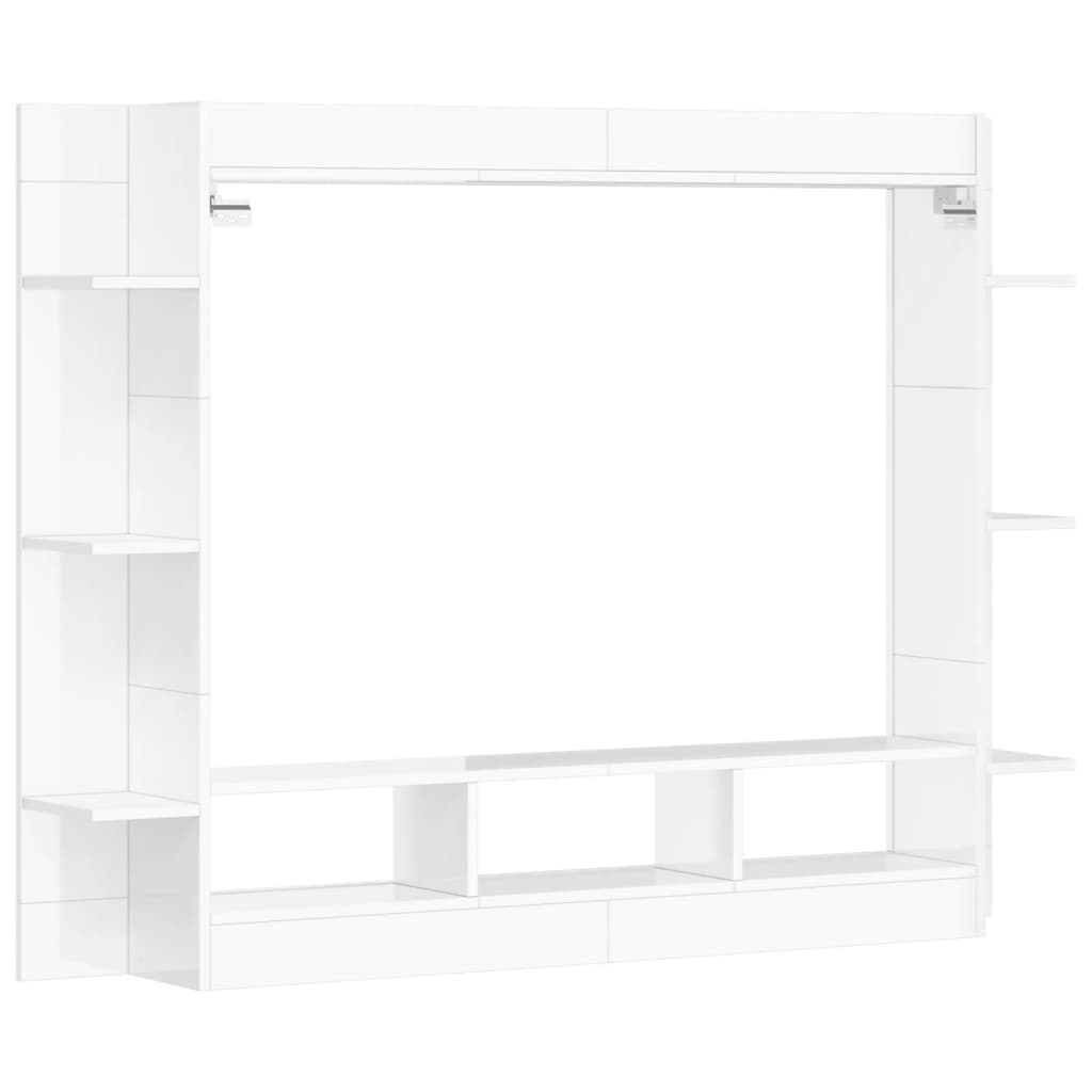 Mobile Porta TV Bianco Lucido 152x22x113cm in Legno Multistrato 833726