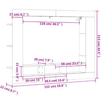 Mobile Porta TV Bianco Lucido 152x22x113cm in Legno Multistrato 833726