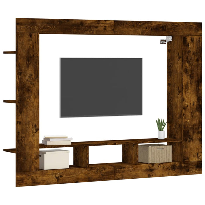 Mobile Porta TV Rovere Fumo 152x22x113 cm in Legno Multistrato 833727