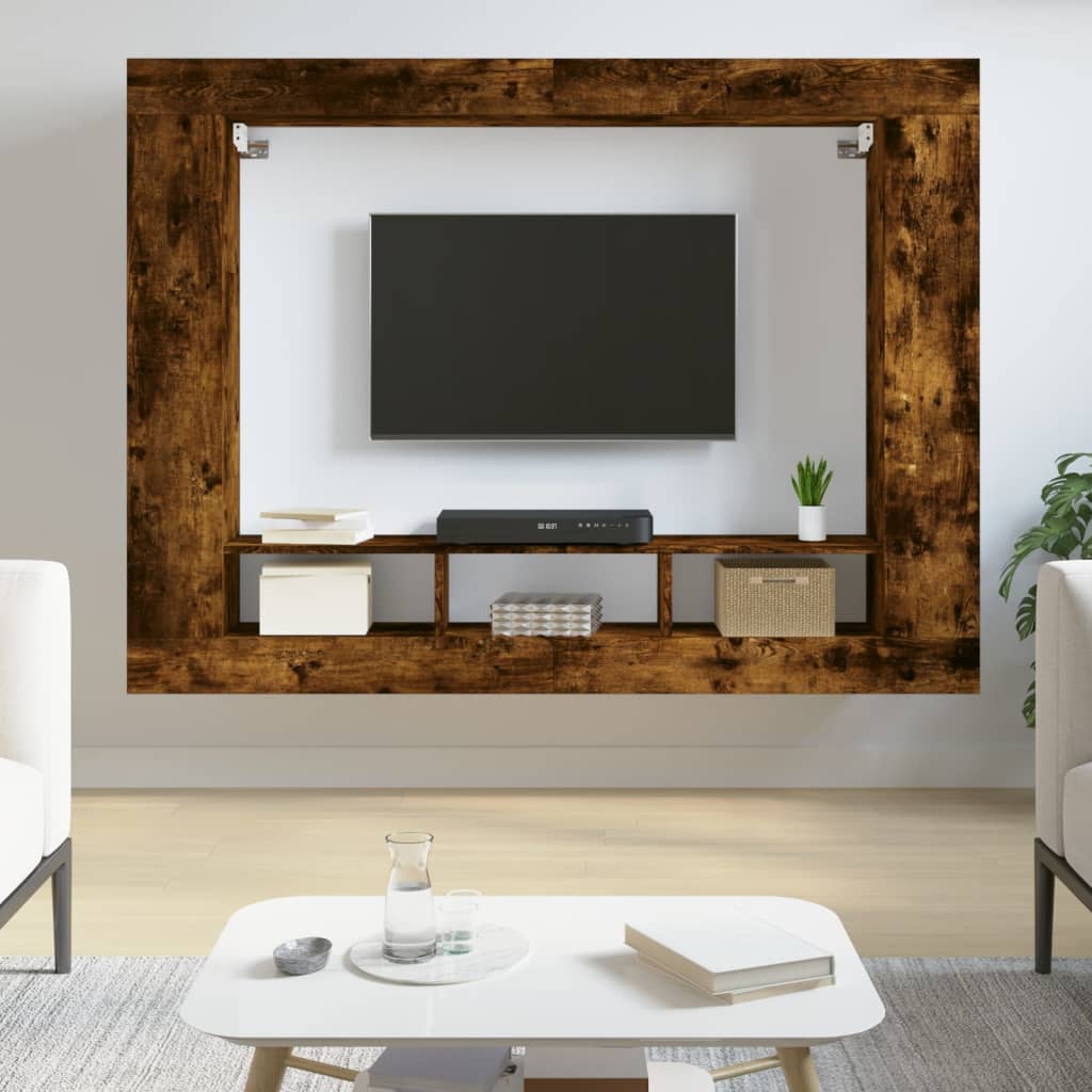 Mobile Porta TV Rovere Fumo 152x22x113 cm in Legno Multistrato 833727