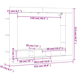 Mobile Porta TV Grigio Sonoma 152x22x113cm in Legno Multistrato 833728