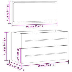 Mobile da Bagno con Specchio Nero in Legno Multistrato 833880