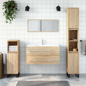 Mobile da Bagno con Specchio Rovere Sonoma in Legno Multistrato 833881