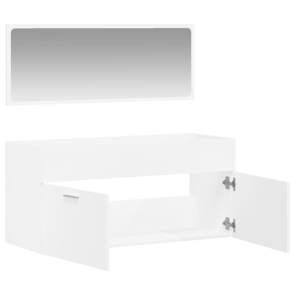 Mobile da Bagno con Specchio Bianco in Legno Multistrato 833884