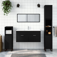 Mobile da Bagno con Specchio Nero in Legno Multistrato 833885