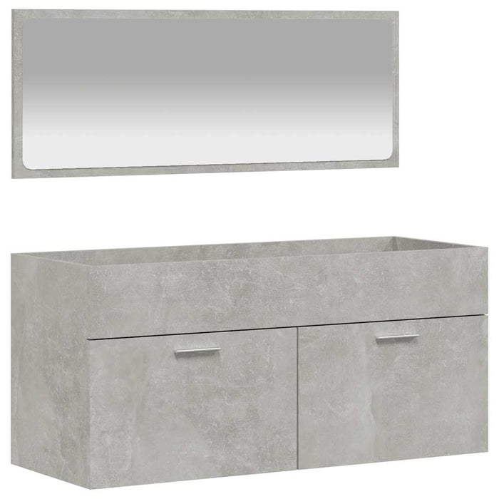 Mobile da Bagno con Specchio Grigio Cemento Legno Multistrato 833887