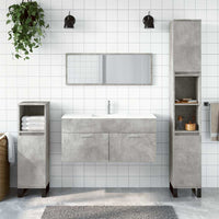 Mobile da Bagno con Specchio Grigio Cemento Legno Multistrato 833887