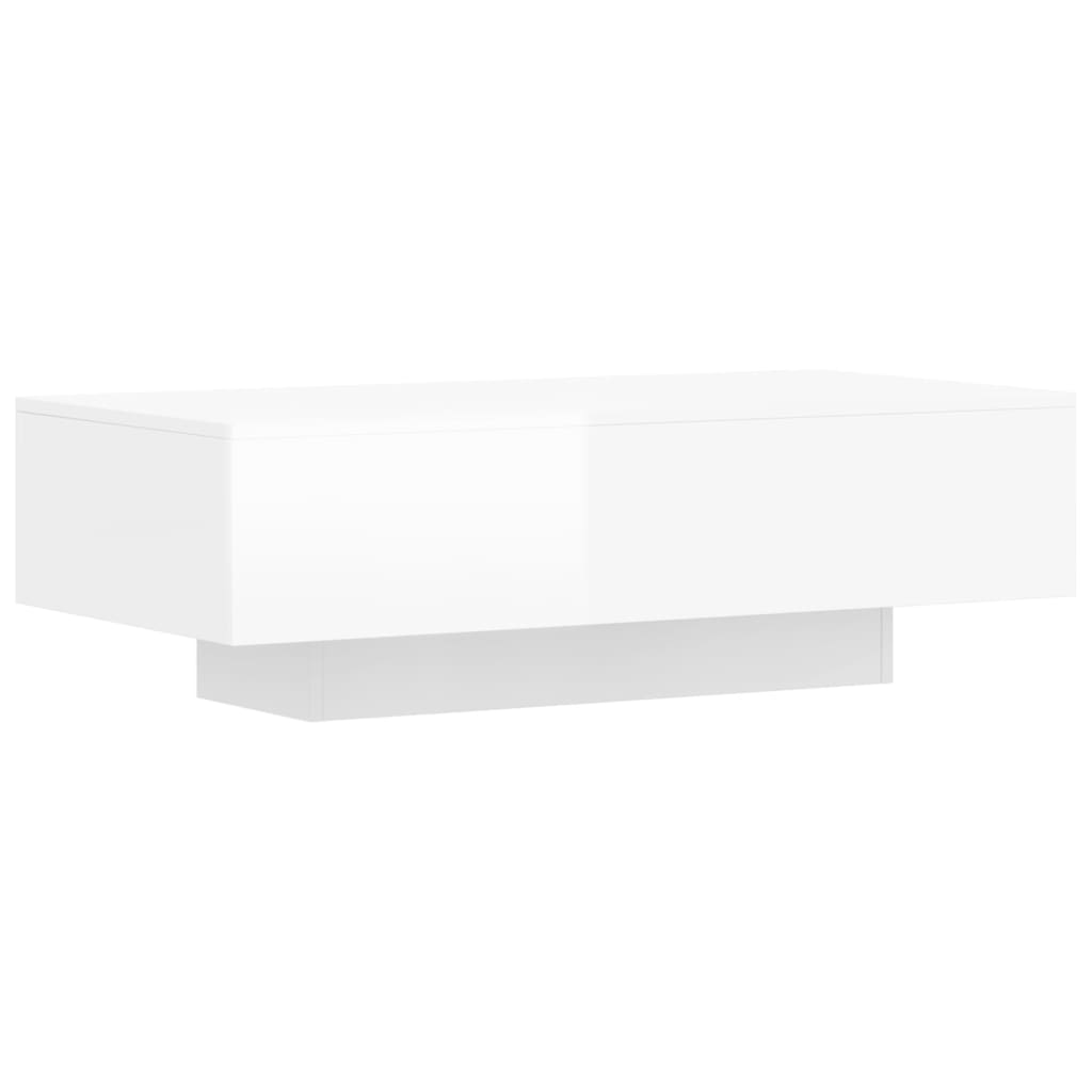 Tavolino Salotto Bianco Lucido 100x49,5x31 cm Legno Multistrato 833892