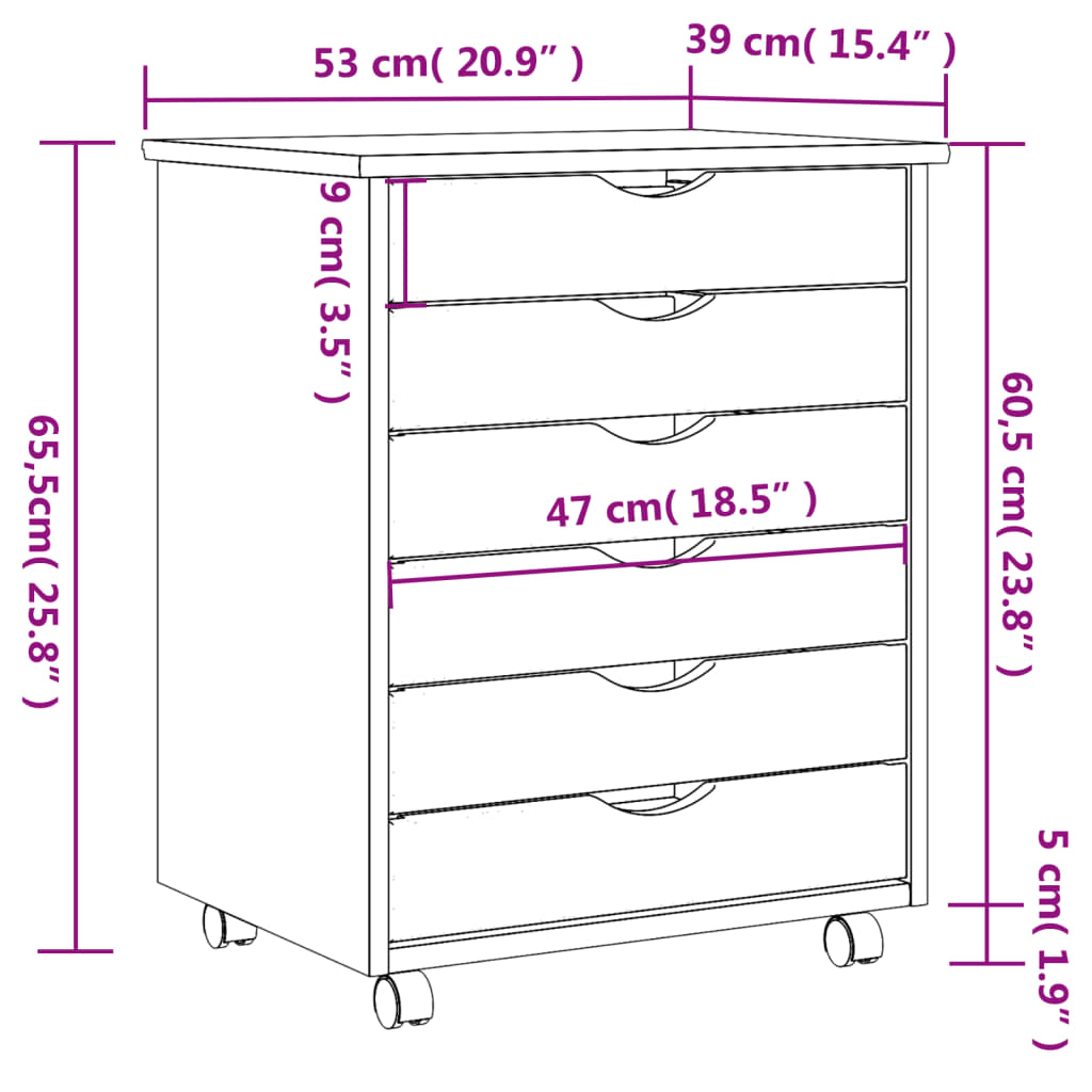 Armadietto Rotante con Cassetti MOSS Miele Legno Massello Pino 355891