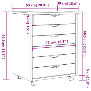 Armadietto Rotante con Cassetti MOSS Miele Legno Massello Pino 355891