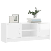 Mobile Porta TV Bianco Lucido 102x30x37,5 cm Legno Multistrato 823255