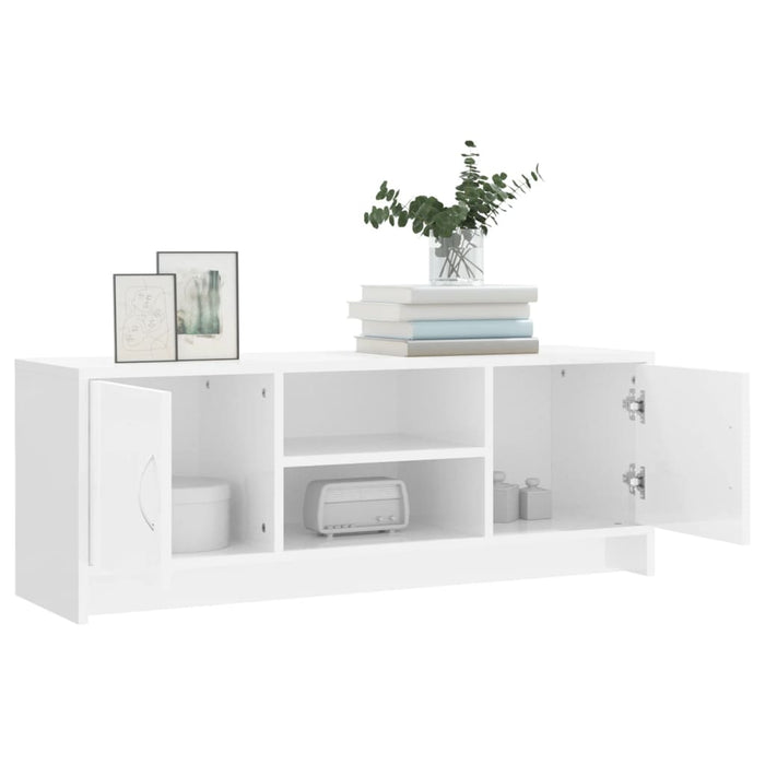 Mobile Porta TV Bianco Lucido 102x30x37,5 cm Legno Multistrato 823255