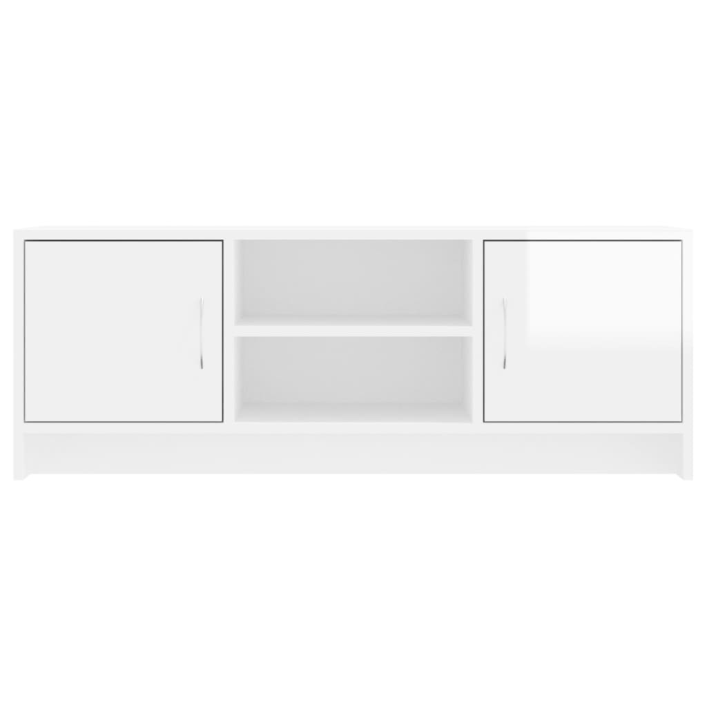 Mobile Porta TV Bianco Lucido 102x30x37,5 cm Legno Multistrato 823255