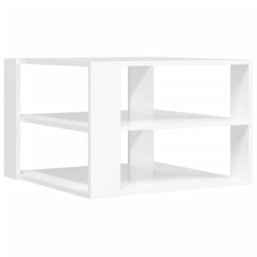 Tavolino Salotto Bianco Lucido 59,5x59,5x40cm Legno Multistrato 834251